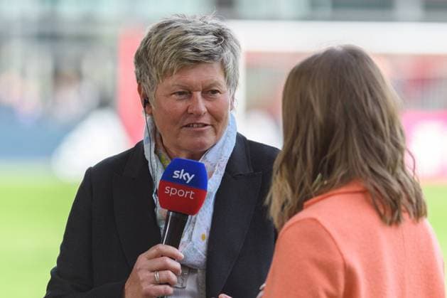Munich, Germany, Apr 17th 2021: FC Bayern Munich head of FC Bayern Munich women s department Karin Danner during an interview with Sky after the DFB Pokal semifinal match between FC Bayern Munich and VfL Wolfsburg at FC Bayern Campus, Germany. Sven Beyrich SPP FC Bayern Munich v VfL Wolfsburg - DFB Pokal - FC Bayern Campus 