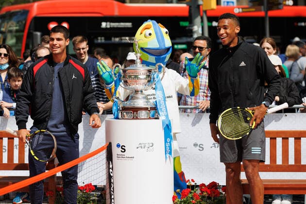 Tennis, ATP Tournament in Barcelona, Felix Auger Aliassime - Carlos Alcaraz, Exhibition Match