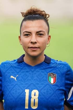 Thun, Switzerland, April 12th 2022: Arianna Caruso (18 Italy) portrait (headshot close up) during the national anthem prior to the Womens World Cup Qualifier football match between Switzerland and Italy at Stockhorn Arena in Thun, Switzerland. Daniela Porcelli SPP Switzerland v Italy - World Cup Qualifier - Stockhorn Arena 