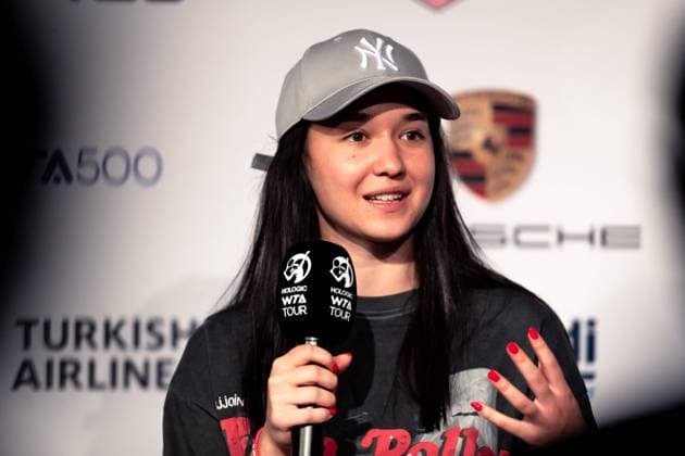 Stuttgart, Germany, April 19th 2022: Eva Lys of Germany during her press conference, PK, Pressekonferenz following her 1st Round victory over Viktorija Golubic of Switzerland in the 2022 Porsche Tennis Grand Prix against at the Porsche Arena in Stuttgart, Germany Dan O Connor SPP 2022 Porsche Tennis Grand Prix - 1st Round Singles - Viktorija Golubic v Eva Lys - Porsche Arena 