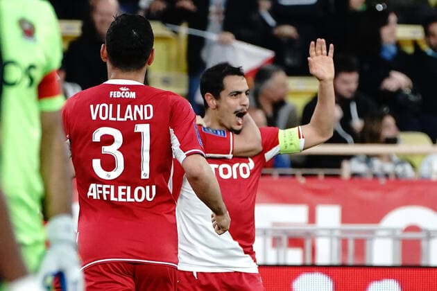 Joie - Wissam Ben Yedder (AS Monaco) - Aleksandr Golovin (AS Monaco) - Kevin Volland (AS Monaco) FOOTBALL : AS Monaco vs OGC Nice - Ligue 1 Uber Eats - Monaco - 20 04 2022 NorbertScanella Panoramic 