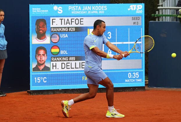 Barcelona Open Banc Sabadell 2022 - Day Three Hugo Dellien during the match against Frances Tiafoe, corresponding to the Barcelona Open Banc Sabadell tennis tournament, 69th Conde de Godo Trophy, in Barcelona, on 20th April 2022. Barcelona Barcelona Spain  Copyright: xUrbanandsportx originalFilename:urbanandsport-barcelon220420_nppRS.jpg
