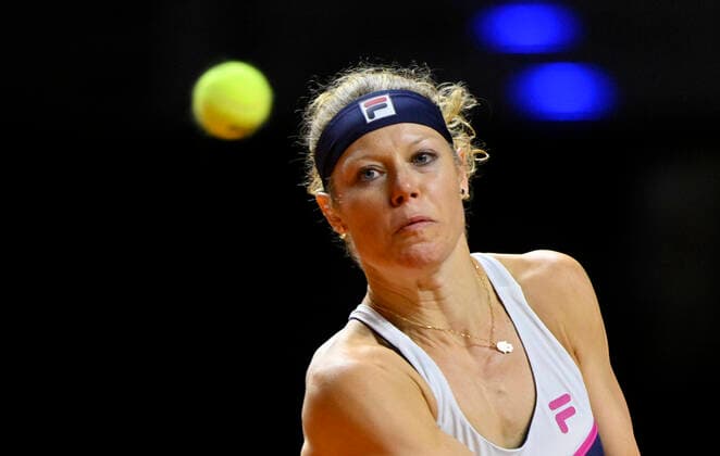 Laura Siegemund GER Action Tennis Women Porsche Cup Porsche Tennis Grand Prix GP Stuttgart 2022 Porsche Arena 20 04 2022 DFL REGULATIONS PROHIBIT ANY USE OF PHOTOGRAPHS AS IMAGE SEQUENCES AND OR QUASI VIDEO Porsche Tennis Grand Prix GP Stuttgart 2022