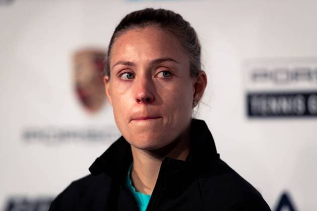 Sport Bilder des Tages Stuttgart, Germany, April 20th 2022: Angelique Kerber of Germany speaks to the media following defeat in her 1st Round Singles match of the 2022 Porsche Tennis Grand Prix against Anett Kontaveit of Estonia at the Porsche Arena in Stuttgart, Germany Dan O Connor SPP 2022 Porsche Tennis Grand Prix - 1st Round Singles - Anett Kontaveit v Angelique Kerber - Porsche Arena 