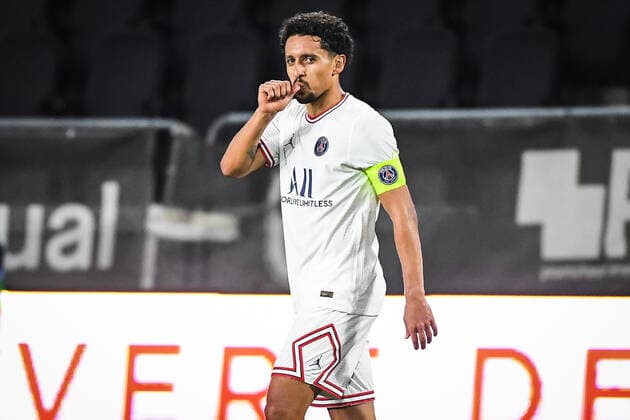 Sport Bilder des Tages April 20, 2022, Angers, France, France: MARQUINHOS of PSG celebrates his goal during the Ligue 1 match between Angers SCO and Paris Saint-Germain (PSG) at Raymond-Kopa stadium on April 20, 2022 in Angers, France. Angers France - ZUMAm308 20220420_zsp_m308_016 Copyright: xMatthieuxMirvillex