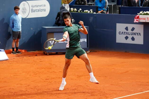 Carlos Alcaraz (ESP), APRIL20, 2022 - Tennis : Carlos Alcaraz of Spain during singles 2nd round match against Soon-woo Kwon of South Korea on the Barcelona Open Banc Sabadell tennis tournament at the Real Club de Tenis de Barcelona in Barcelona, Spain.  (0156451000st)