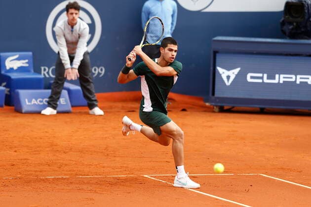 Carlos Alcaraz (ESP), APRIL20, 2022 - Tennis : Carlos Alcaraz of Spain during singles 2nd round match against Soon-woo Kwon of South Korea on the Barcelona Open Banc Sabadell tennis tournament at the Real Club de Tenis de Barcelona in Barcelona, Spain.  (0156452009st)