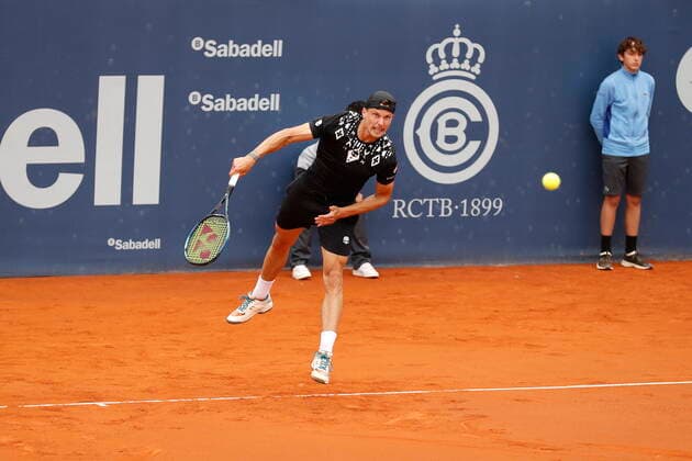 Marton Fucsovics (HUN), APRIL20, 2022 - Tennis : Marton Fucsovics of Hungary during singles 2nd round match against Federico Delbonis of Argentina on the Barcelona Open Banc Sabadell tennis tournament at the Real Club de Tenis de Barcelona in Barcelona, Spain.  (0156452145st)