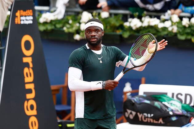 Frances Tiafoe (USA), APRIL20, 2022 - Tennis : Frances Tiafoe of USA celebrate after winning singles 2nd round match against Hugo Dellien of Bolivia on the Barcelona Open Banc Sabadell tennis tournament at the Real Club de Tenis de Barcelona in Barcelona, Spain.  (0156452457st)