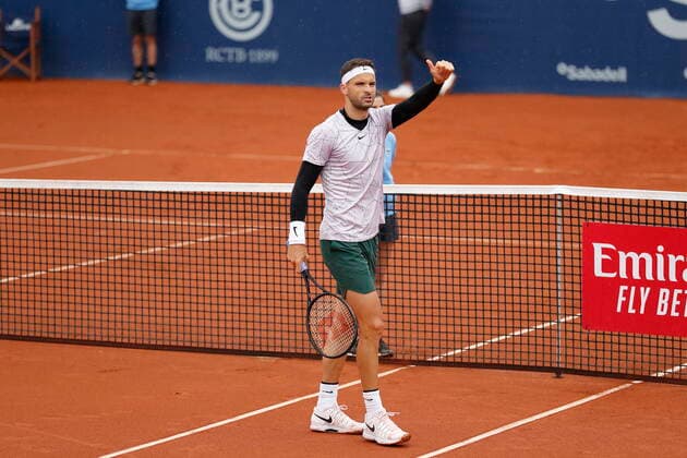 Grigor Dimitrov (BUL), APRIL21, 2022 - Tennis : Grigor Dimitrov of Bulgaria celebrate after winning singles 2nd round match against Federico Coria of Argentina on the Barcelona Open Banc Sabadell tennis tournament at the Real Club de Tenis de Barcelona in Barcelona, Spain.  (0156541570st)