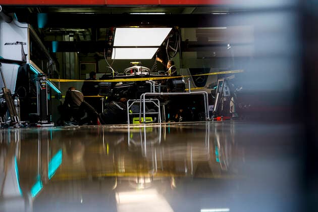 Garage of Mercedes AMG Petronas F1 Team, F1 Grand Prix of Emilia Romagna at Autodromo Enzo e Dino Ferrari on April 21, 2022 in Imola, Italy Photo by HOCH ZWEI Imola Italy