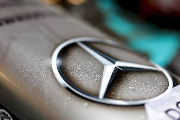 Mercedes AMG F1 Team W13, mechanical detail of logo during the Formula 1 Grand Premio del Made in Italy e dell Emilia-Romagna 2022, 4th round of the 2022 FIA Formula One World Championship, WM, Weltmeisterschaft on the Imola Circuit, from April 22 to 24, 2022 in Imola, Italy - F1 - EMILIA ROMAGNA GRAND PRIX 2022 DPPI Panoramic  F12022GP04ITA_JK301808