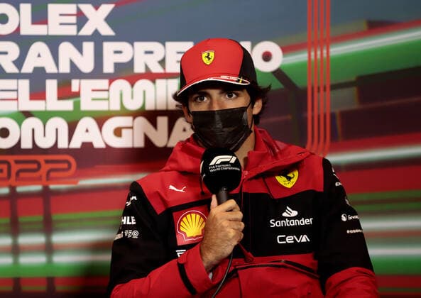 Driver Press Conference, Carlos Sainz jr, ESP, Scuderia Ferrari 55 ITA, Formula 1 Grand Prix Emilia Romagna, Imola, 22 04 2022 ITA, Formula 1 Grand Prix Emilia Romagna, Imola, 22 04 2022 Imola Copyright: xFoto:xEIBNER ThomasxFuesslerx EP_tfr