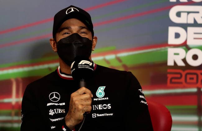 Driver Press Conference, Lewis Hamilton UK, Mercedes AMG Petronas F1 Team 44 ITA, Formula 1 Grand Prix Emilia Romagna, Imola, 22 04 2022 ITA, Formula 1 Grand Prix Emilia Romagna, Imola, 22 04 2022 Imola Copyright: xFoto:xEIBNER ThomasxFuesslerx EP_tfr