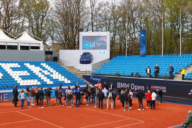 Winning car BMW I4, PK, Alexander Zverev, Totale, Tennis Auftakt PK and unveiling BMW winning car BMW Open by American Express 2022 22 04 2022 PHOTO Mladen Lackovic LakoPress