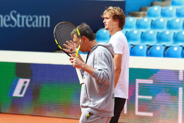 Alexander Zverev and his coach during training tennis opener PK and unveiling BMW winning car BMW Open by American Express 2022 22 04 2022 PHOTO Mladen Lackovic LakoPress