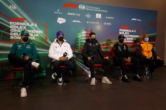 18 Lance Stroll CAN, Aston Martin Aramco Cognizant F1 Team , 47 Mick Schumacher DEU, Haas F1 Team , 31 Esteban Ocon FRA, BWT Alpine F1 Team , 44 Lewis Hamilton GBR, Mercedes AMG Petronas F1 Team , 3 Daniel Ricciardo AUS, McLaren F1 Team , F1 Grand Prix of Emilia Romagna at Autodromo Enzo e Dino Ferrari on April 22, 2022 in Imola, Italy Photo by Carl Bingham LAT Motorsport Images DPPI via HOCH ZWEI Imola Italy