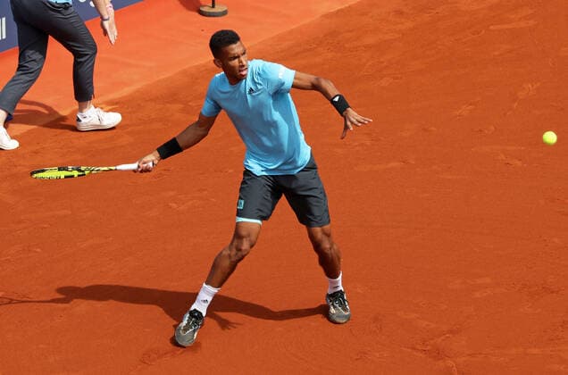 Barcelona Open Banc Sabadell 2022 - Day Five Felix Auger Aliassime during the match against Frances Tiafoe, corresponding to the round of 16 of the Barcelona Open Banc Sabadell tennis tournament, 69th Conde de Godo Trophy, in Barcelona, on 22th April 2022. Barcelona Barcelona Spain  Copyright: xUrbanandsportx originalFilename:urbanandsport-felixaug220422_npGaQ.jpg