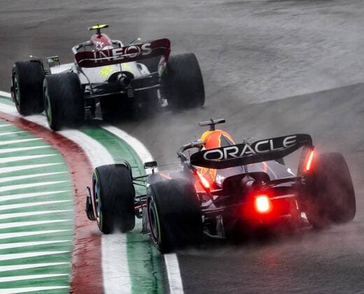 IMOLA Lewis Hamilton Mercedes and Max Verstappen Oracle Red Bull Racing on track during 1st practice session ahead of the Emilia Romagna F1 Grand Prix at Autodromo Enzo e Dino Ferrari on April 22, 2022 in Imola, Italy REMKO DE WAAL GP Emilia Romagna 2022 Practice 1 2022 xVIxANPxSportx xxANPxIVx 447443195 originalFilename: 447443195.jpg