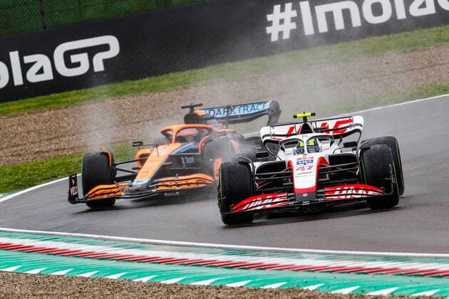 47 Mick Schumacher DEU, Haas F1 Team , 3 Daniel Ricciardo AUS, McLaren F1 Team , F1 Grand Prix of Emilia Romagna at Autodromo Enzo e Dino Ferrari on April 22, 2022 in Imola, Italy Photo by HOCH ZWEI Imola Italy