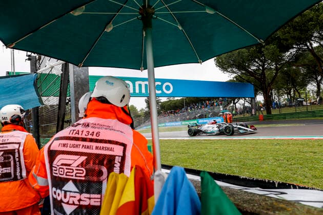 63 George Russell GBR, Mercedes AMG Petronas F1 Team , F1 Grand Prix of Emilia Romagna at Autodromo Enzo e Dino Ferrari on April 22, 2022 in Imola, Italy Photo by HOCH ZWEI Imola Italy