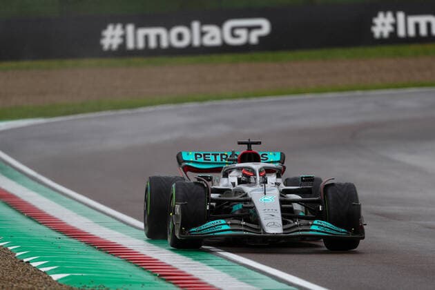 April 22, 2022, Imola, Italy: Imola, Italy, Enzo e Dino Ferrari Circuit, April 22, 2022, Imola (BO) Italy - April 22 2022 - Rolex Gran Premio del Made in Italy e dell Emilia-Romagna: George Russell (GBR) Mercedes W13 E Performance & xA; during Formula 1 Rolex Emilia Romagna Grand Prix 2022, 4rd round of the 2022 FIA Formula One World Championship, WM, Weltmeisterschaft Free Practises - Formula 1 Championship. Formula 1 Championship - Formula 1 Rolex Emilia Romagna Grand Prix 2022, 4rd round of the 2022 FIA Formula One World Championship Free Practises, Imola, Italy  - ZUMAl164 20220422_zsa_l164_076 Copyright: xAlessioxDexMarcox