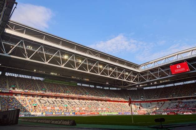 DUESSELDORF, GERMANY - APRIL 22 2022: Merkur Spiel Arena. Football match Bundesliga 2 Fortuna - Dynamo Dresden Copyright: xVITALIIxKLIUIEVx
