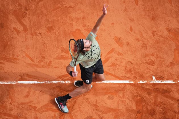 ESP: Barcelona Open Banc, Conde de Godo Trophy Stefanos Tsitsipas during the Barcelona Open Banc Sabadell, Conde de Godo Trophy played at Real Club de Tenis Barcelona on April 22, 2022 in Barcelona, Spain. kpng Copyright: xBaguxBlancox xPRESSINPHOTOx PS_200422_026