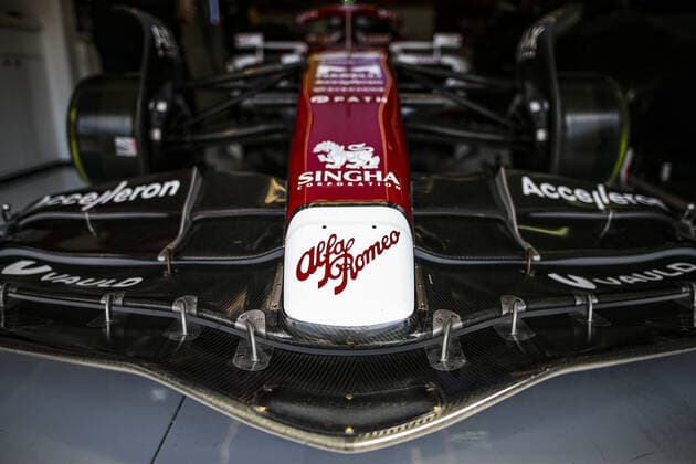 Alfa Romeo F1 Team ORLEN C42, mechanical detail during the Formula 1 Grand Premio del Made in Italy e dell Emilia-Romagna 2022, 4th round of the 2022 FIA Formula One World Championship, WM, Weltmeisterschaft on the Imola Circuit, from April 22 to 24, 2022 in Imola, Italy - F1 - EMILIA ROMAGNA GRAND PRIX 2022 DPPI Panoramic  00122010_FG4T6146.JPG_