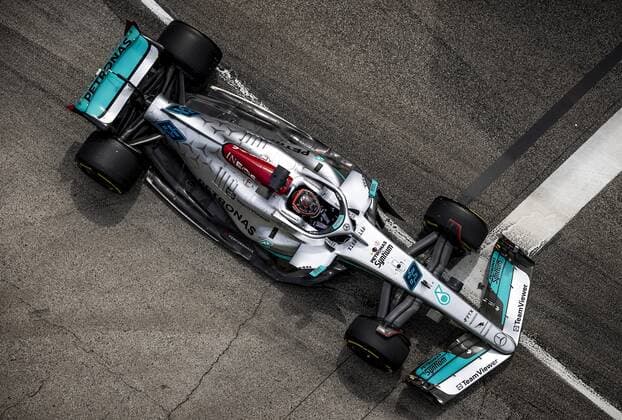 IMOLA George Russell 63 with the Mercedes W13 on track during practice 2 ahead of the Emilia Romagna F1 Grand Prix at Autodromo Enzo e Dino Ferrari on April 23, 2022 in Imola, Italy REMKO DE WAAL GP Emilia Romagna 2022 Practice 2 2022 xVIxANPxSportx xxANPxIVx 447495911 originalFilename: 447495911.jpg