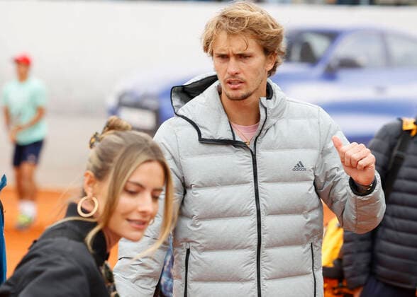 Alexander Zverev GER and Sophia Thomalle after practice Copyright: xJuergenxHasenkopfx