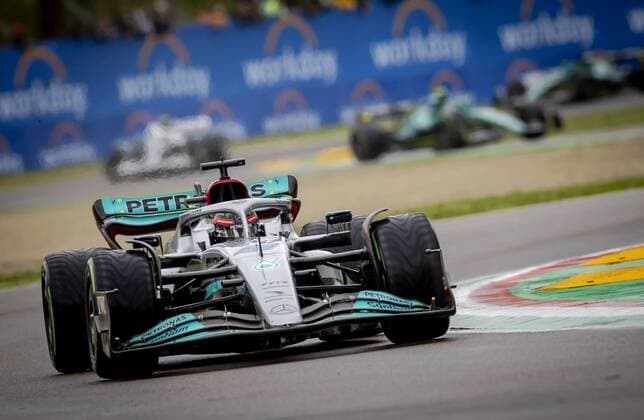 IMOLA George Russell 63 driving the Mercedes W13 during the Emilia Romagna F1 Grand Prix at Autodromo Enzo e Dino Ferrari on April 24, 2022 in Imola, Italy REMKO DE WAAL GP Emilia Romagna 2022 RACE 2022 xVIxANPxSportx xxANPxIVx 447556258 originalFilename: 447556258.jpg