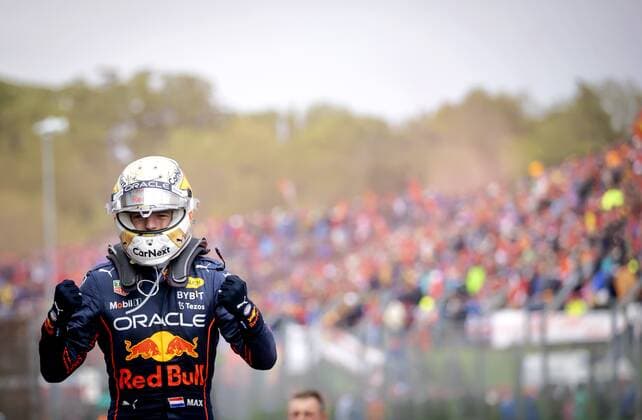 IMOLA Oracle Red Bull Racing s Max Verstappen 1 cheers after victory at the Emilia Romagna F1 Grand Prix at Autodromo Enzo e Dino Ferrari on April 24, 2022 in Imola, Italy REMKO DE WAAL GP Emilia Romagna 2022 RACE 2022 xVIxANPxSportx xxANPxIVx 447559583 originalFilename: 447559583.jpg