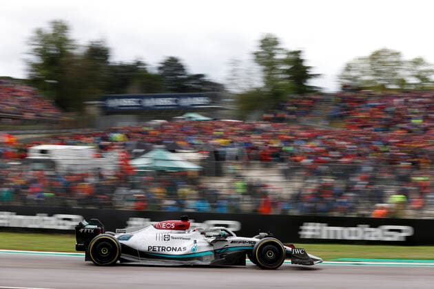 63 George Russell GBR, Mercedes AMG Petronas F1 Team , F1 Grand Prix of Emilia Romagna at Autodromo Enzo e Dino Ferrari on April 24, 2022 in Imola, Italy Photo by HOCH ZWEI Imola Italy
