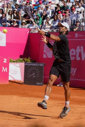 April 24, 2022, Estoril, Lisbon, Portugal: Fernando Verdasco from Spain returns a ball to Pierre-Hugues Herbert from France during the Millennium Estoril Open Final ATP, Tennis Herren 250 tennis tournament at the Clube de Tenis do Estoril..Final score: Pierre-Hugues Herbert 2:1 Fernando Verdasco Estoril Portugal - ZUMAs197 20220424_zaa_s197_169 Copyright: xBrunoxdexCarvalhox