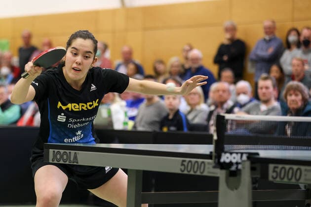 Langstadt 24 04 2022 table tennis ladies national league final season 2022 TSV Langstadt ttc Eastside Berlin e V emspor, emonline, oespor, v l , Franziska Schreiner TSV Langstadt table tennis ladies 1 national league Copyright: JoaquimxFerreira