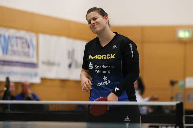 Langstadt 24 04 2022 table tennis ladies national league final season 2022 TSV Langstadt ttc Eastside Berlin e V emspor, emonline, oespor, v l , Petrissa Solja TSV Langstadt table tennis ladies 1 national league disappointed, disappointed looking, dissapointed, sad, frustrated, frustration, frustrated Copyright: JoaquimxFerreira