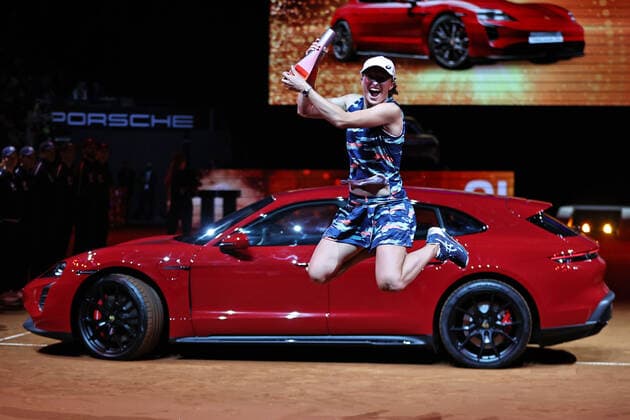 Iga Swiatek, POL, after car presentation at 2022 Porsche Tennis Grand Prix in Stuttgart, 24 04 2022