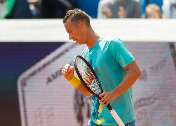 Philipp Kohlschreiber GER makes fist and cheers, jubilation, joy, emotion Tennis BMW Open 2022 ATP MTTC Iphitos Munich Germany 25 April 2022 Copyright: xJuergenxHasenkopfx