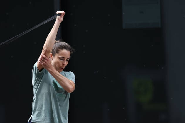 April 26, 2022, MADRID, MADRID, SPAIN: Alize Cornet of France practice during the Mutua Madrid Open 2022 celebrated at La Caja Magica on April 26, 2022, in Madrid, Spain. MADRID SPAIN - ZUMAa181 20220426_zaa_a181_032 Copyright: xOscarxJ.xBarrosox