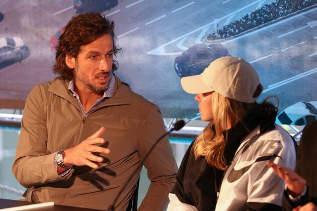 April 26, 2022, MADRID, MADRID, SPAIN: Feliciano Lopez of Spain and Simona Halep of Romania are seen during the WTA, Tennis Damen match draw during the Mutua Madrid Open 2022 celebrated at La Caja Magica on April 26, 2022, in Madrid, Spain. MADRID SPAIN - ZUMAa181 20220426_zaa_a181_040 Copyright: xOscarxJ.xBarrosox