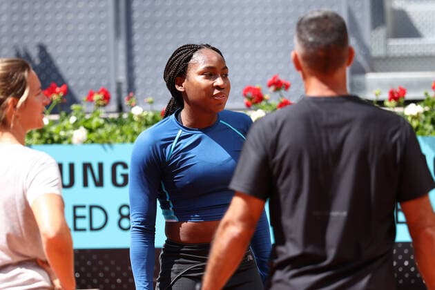April 26, 2022, MADRID, MADRID, SPAIN: Cori Gauff of United States practice during her practice during the WTA, Tennis Damen match draw during the Mutua Madrid Open 2022 celebrated at La Caja Magica on April 26, 2022, in Madrid, Spain. MADRID SPAIN - ZUMAa181 20220426_zaa_a181_047 Copyright: xOscarxJ.xBarrosox