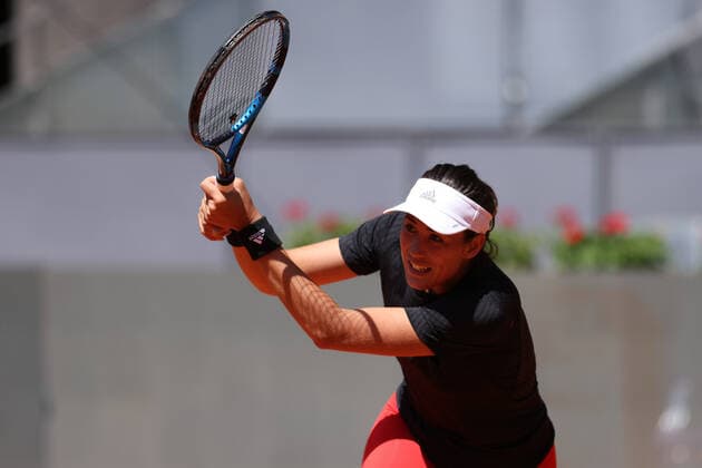 April 26, 2022, MADRID, MADRID, SPAIN: Garbine Muguruza of Spain practice during her practice during the WTA, Tennis Damen match draw during the Mutua Madrid Open 2022 celebrated at La Caja Magica on April 26, 2022, in Madrid, Spain. MADRID SPAIN - ZUMAa181 20220426_zaa_a181_066 Copyright: xOscarxJ.xBarrosox
