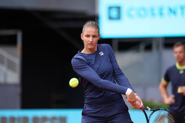 April 26, 2022, MADRID, MADRID, SPAIN: Karolina Pliskova of Czech Republic practice during the Mutua Madrid Open 2022 celebrated at La Caja Magica on April 26, 2022, in Madrid, Spain. MADRID SPAIN - ZUMAa181 20220426_zaa_a181_093 Copyright: xOscarxJ.xBarrosox