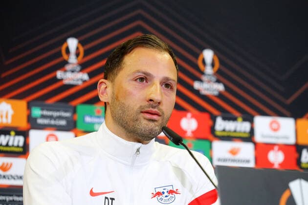 RB Leipzig press conference 27 04 2022 Leipzig, 27 04 2022, RBL training center, football, Eropa League , RB Leipzig, press conference before the EL match against Glasgow Rangers , In the picture head coach Domenico Tedesco RB Leipzig , Picture Point
