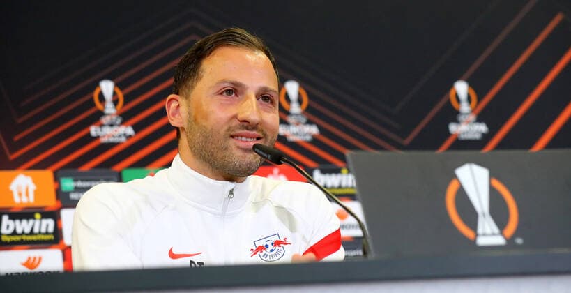 RB Leipzig press conference 27 04 2022 Leipzig, 27 04 2022, RBL training center, football, Eropa League , RB Leipzig, press conference before the EL match against Glasgow Rangers , In the picture head coach Domenico Tedesco RB Leipzig , Picture Point