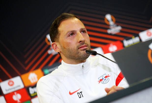 RB Leipzig press conference 27 04 2022 Leipzig, 27 04 2022, RBL training center, football, Eropa League , RB Leipzig, press conference before the EL match against Glasgow Rangers , In the picture head coach Domenico Tedesco RB Leipzig , Picture Point
