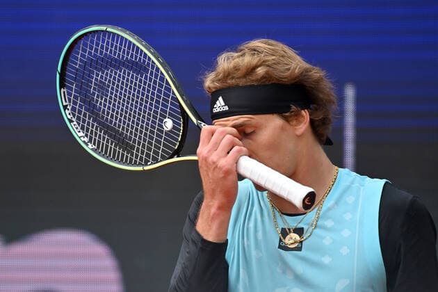 Alexander ZVEREV GER , disappointment,frustration,frustrated,dejected,defeat,elimination action,single image,cropped single subject,portrait,portrait tennis BMW Open 2022 on 27 04 2022 in Munich