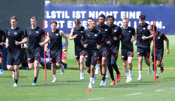 Europa League RB Leipzig training 27 04 2022 Leipzig, 27 04 2022, RB training center, Europa League, semi-final , RB Leipzig final training the day before RBL v Glasgow Rangers , In picture team of RB Leipzig , Picture Point