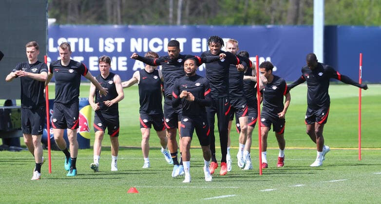 Europa League RB Leipzig training 27 04 2022 Leipzig, 27 04 2022, RB training center, Europa League, semi-final , RB Leipzig final training the day before RBL v Glasgow Rangers , In picture team of RB Leipzig , Picture Point